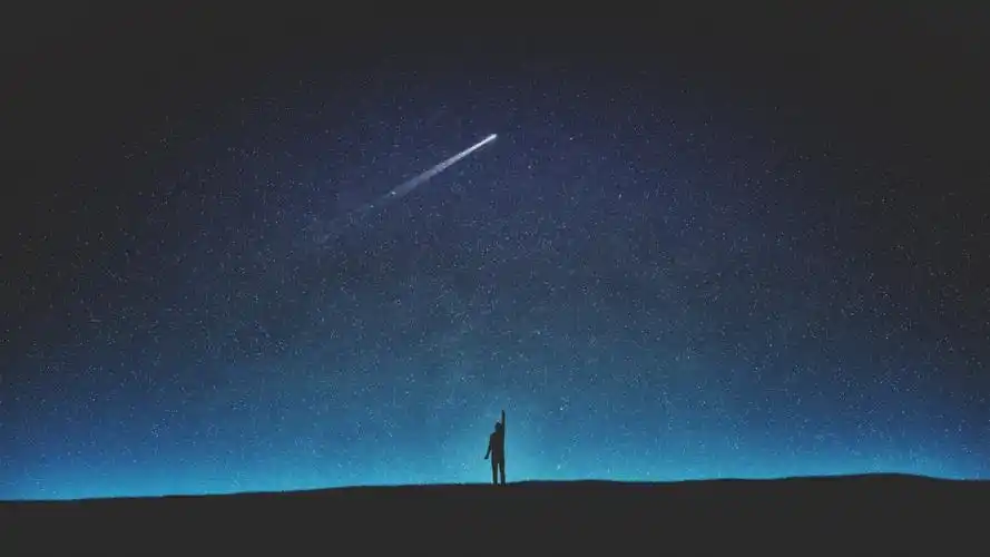 抬头仰望夜空星空动漫图片