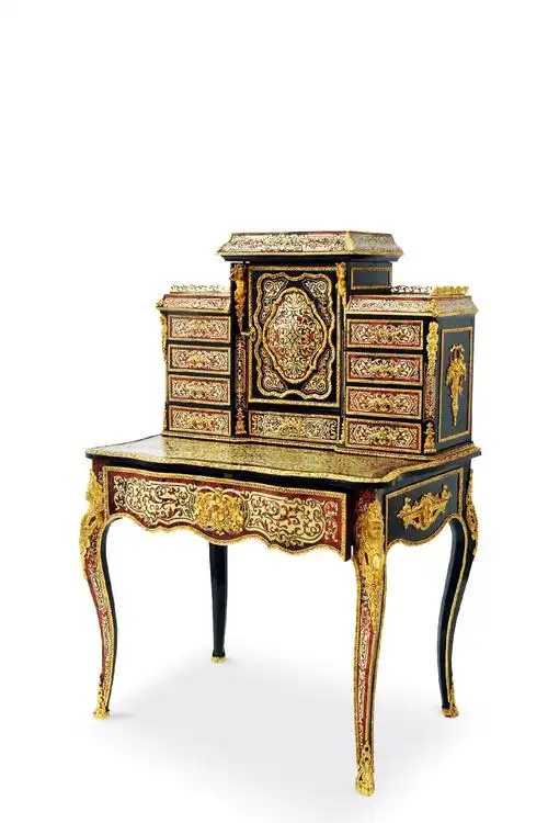 9438 约1860至1880年 法国拿破仑三世时期布尔风格玳瑁镶嵌铜丝小立橱