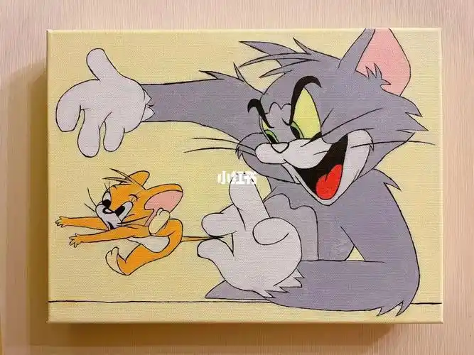小时候爱看的猫和老鼠画布:30*40#笔记灵感  #画画  #零基础学画画
