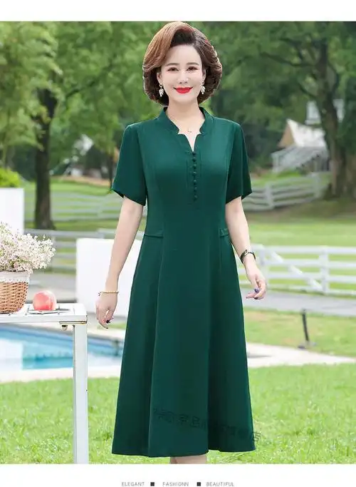 轻奢高档品牌女装妈妈夏装新款连衣裙遮肚高贵50岁60中年洋气中老年人