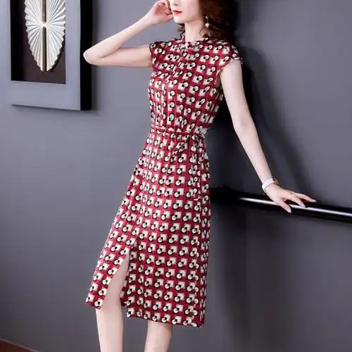 重磅真丝连衣裙女夏2022高端大牌年轻款小个子杭州丝绸桑蚕丝裙子