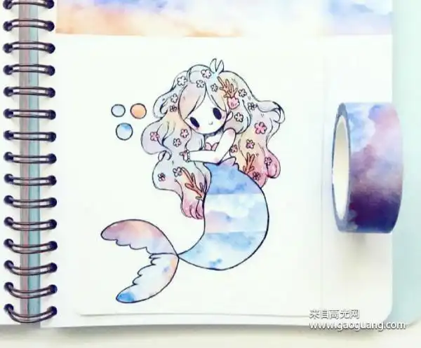 漂亮可爱的美人鱼手绘插画,值得收藏的美人鱼公主图片