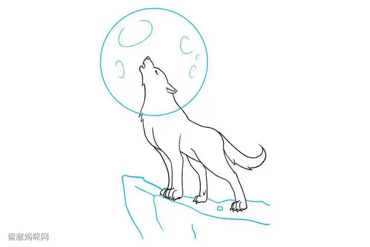 如何画嚎叫的狼简笔画