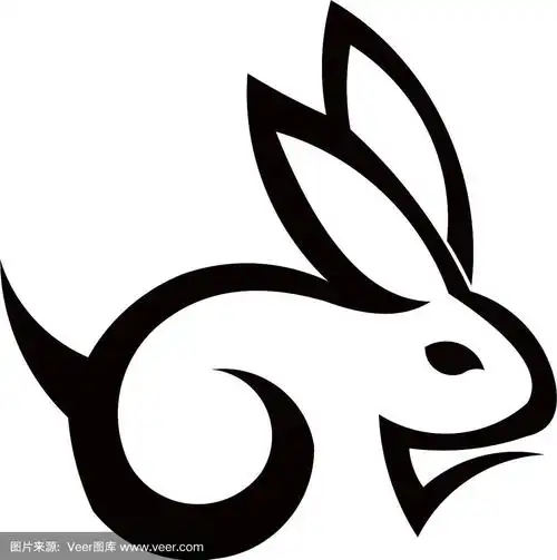 动物兔一线艺术标志设计