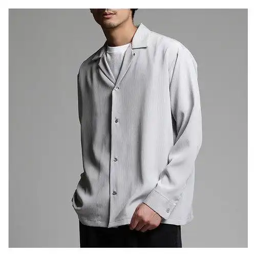 takeo kikuchi/菊池武夫 男士杨柳皱面料开领长袖衬衫 17084804