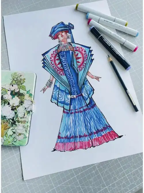 服装设计民族服饰手绘效果图