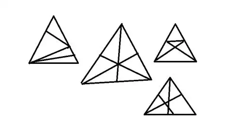 在三角形中画3条线,可以分成多少个三角形