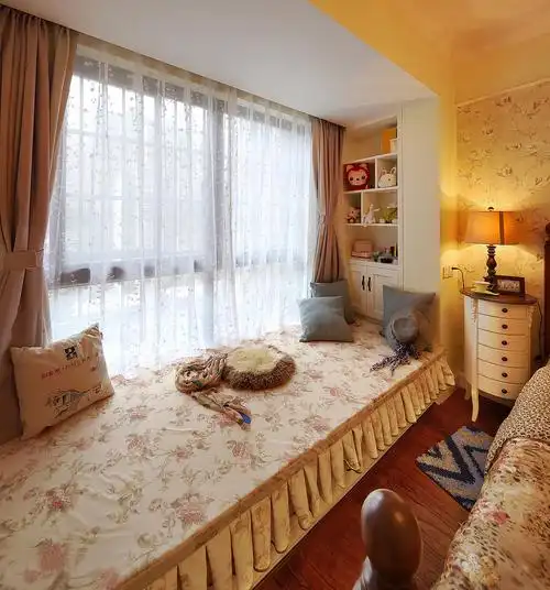 124平三居室混搭之主卧飘窗装饰效果图_装修图片-保障网装修效果图