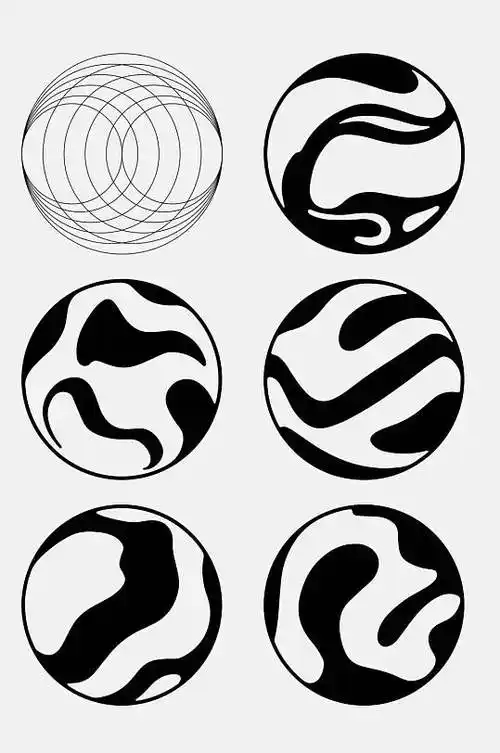 设计样机立即下载圆形海浪线稿装饰画立即下载圆形简约创意高端黑白