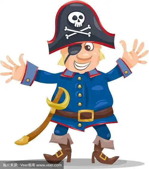搞笑海盗卡通插画