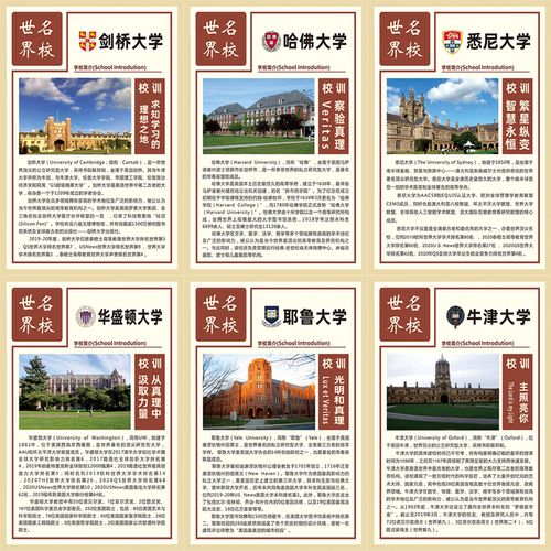 国内外优质大学名校简介 中国十大名校校训海报校园布置墙贴