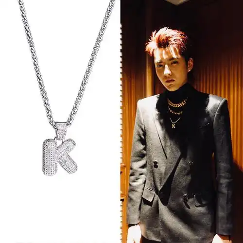 英文字母项链_lost general吴亦凡同款字母项链嘻哈个性百搭26个英文