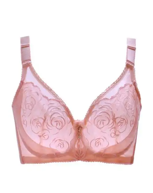 聚拢刺绣性感超薄文胸大罩杯玫瑰红