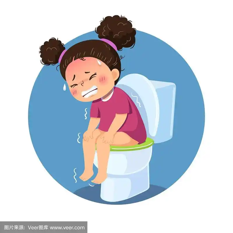 一个坐在马桶上腹泻的女孩