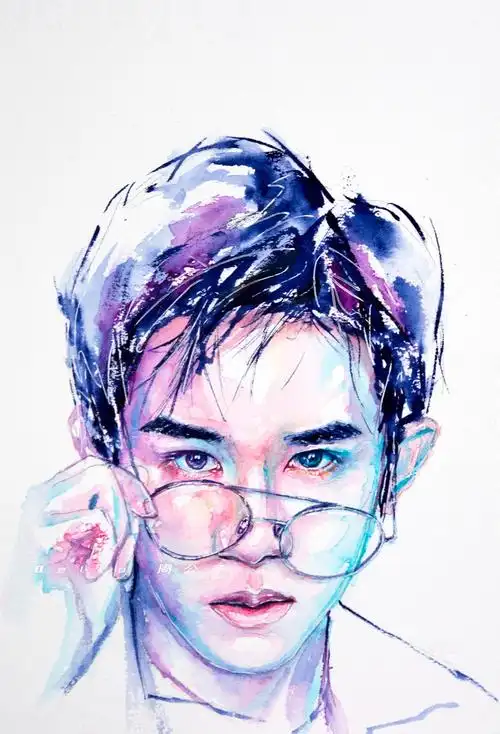 40举报41分享原创作品插画创作习作插画,易烊千玺水彩周公子水彩人物