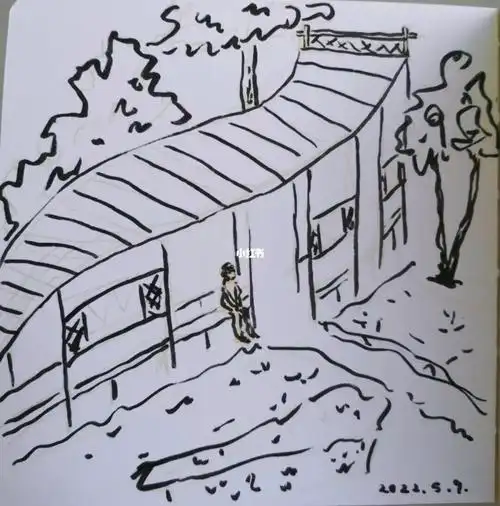 秀丽笔树下小憩长廊独坐