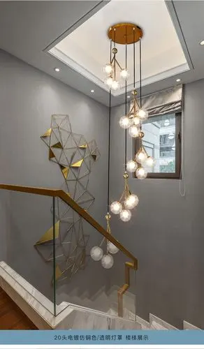 楼梯吊灯 现代简约北欧个性阁楼复式楼别墅公寓旋转楼梯间长吊灯