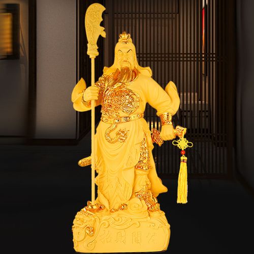 礼缘结善 关公像武财神关羽关二爷摆件工艺礼品睁眼闭眼供奉大刀神龛