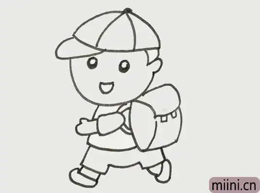 背上书包上学的简笔画