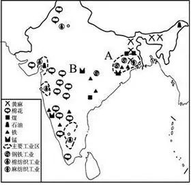 读"印度矿产资源,棉花,黄麻和工业的分布图"回答.印度伊斯兰教分布图