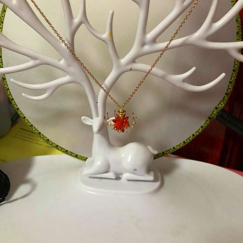 彼岸花水晶项链 锁骨链 精美款玫瑰金色钛曼珠沙华 饰品 红色