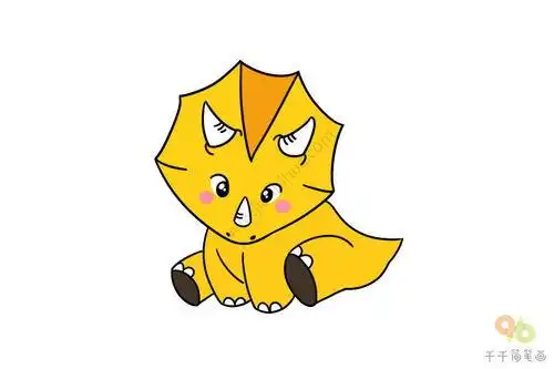 龙简笔画画法步骤教程恐龙三角龙上色简笔画要怎么画儿童手绘三角龙头