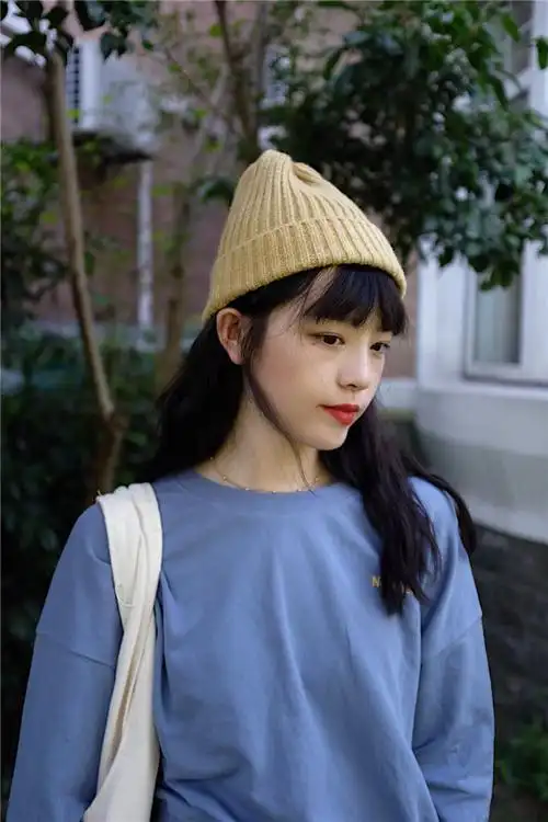 糯磨毛纯色尖尖毛线帽子女秋冬保暖休闲卷边chic风针织帽男 颜色很多!