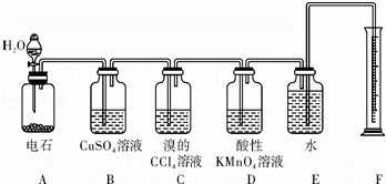 实验室用如下图所示装置来制备乙炔,并验证乙炔的某些化学性质,制备的