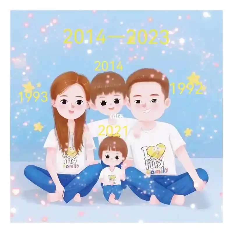 全家福卡通头像 #一家四口头像 #始于初见止于终老 何其有 - 抖音