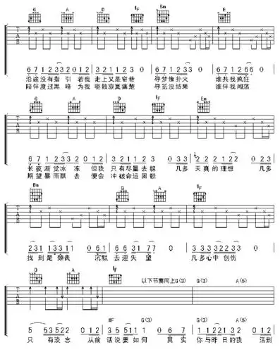 beyond谁伴我闯荡认证谱吉他谱