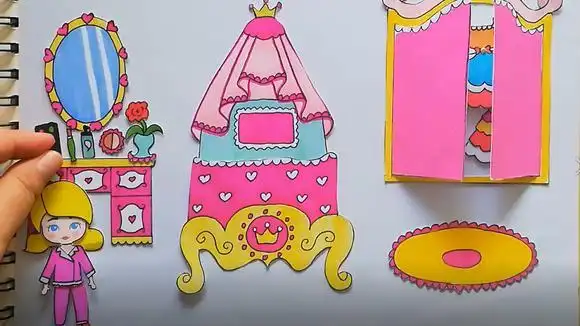 创意卡纸手工:如何给纸娃娃做一间公主卧室,教程在这里哦-母婴亲子