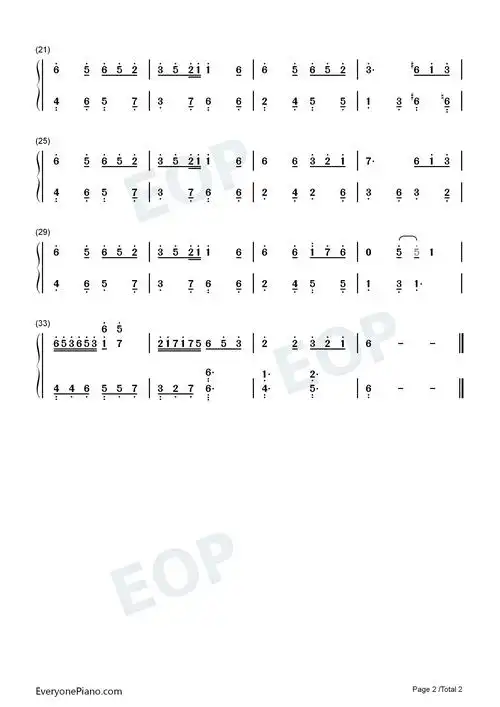 动物世界-c调简单版双手简谱预览2-钢琴谱文件(五线谱,双手简谱,数字