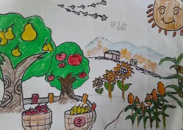 儿童画秋天图片大全-秋天的家乡 - 5068儿童网