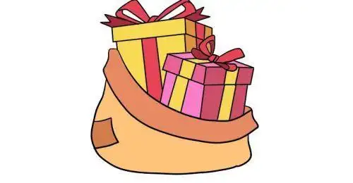 彩色好看圣诞节礼物简笔画步骤图解带颜色圣诞节礼物简笔画怎么画