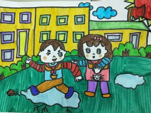 校园安全主题～四年级作品