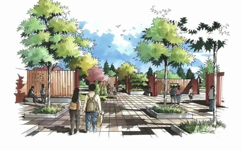 「环境艺术设计考研」景观小广场马克笔手绘表现