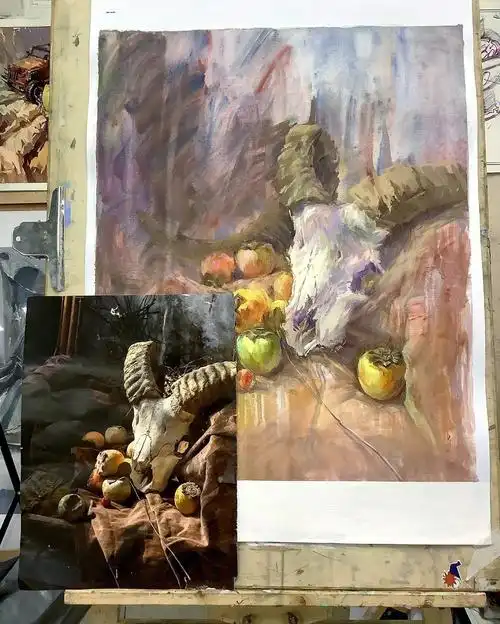 水粉不同画法尝试