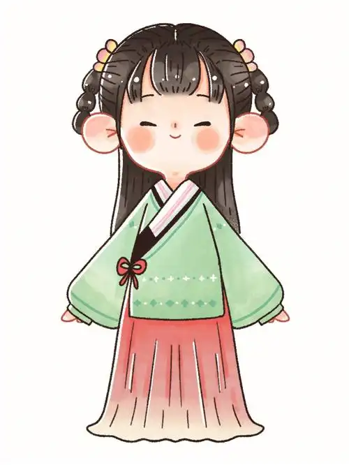 绘画小课堂q版青衣古装小女孩