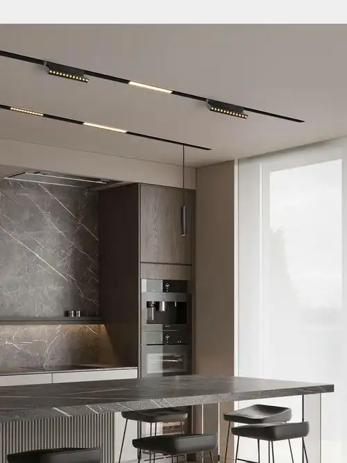 磁吸轨道灯led客厅家用暗装无边框嵌入式通用形线条灯无主灯照明的