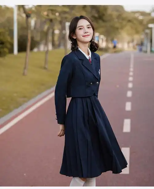 小清新傲慢jk制服西装外套连衣裙长裙日系水手服套装学院风班服