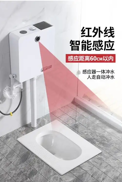 智能感应式蹲便器蹲坑全自动冲水箱家用厕所冲便器公厕卫生间便池