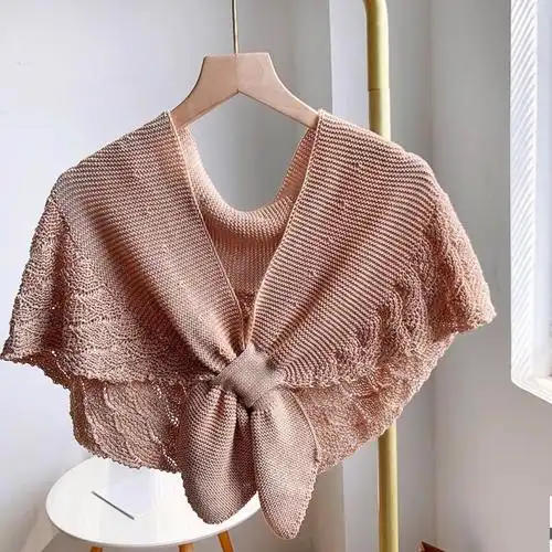 鱼尾纹针织小披肩2021网红款名媛风空调百搭时尚潮流洋气搭肩围脖