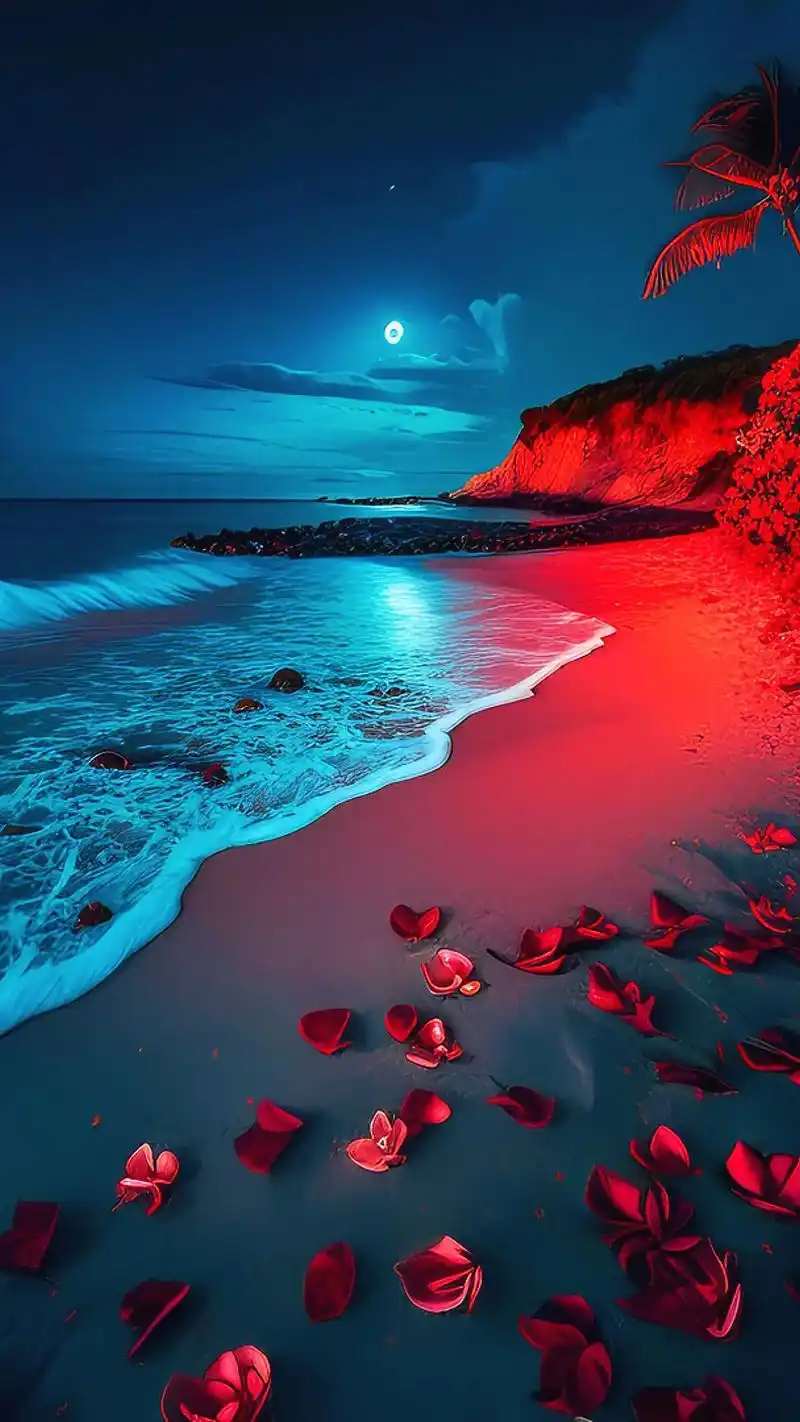 图文伙伴计划 海边的月夜美丽幽静,微风拂面,水面星光与灯光 - 抖音