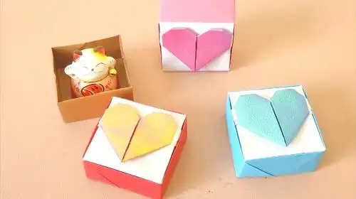 手工diy精美爱心盒子,简单易学还是连盖的,用来装礼物太漂亮了