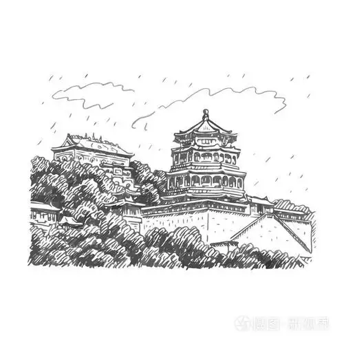 颐和园在北京,中国插画-正版商用图片1l7i3r-摄图新视界