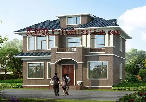 两层半带阁楼别墅房屋设计图,含外观效果图片