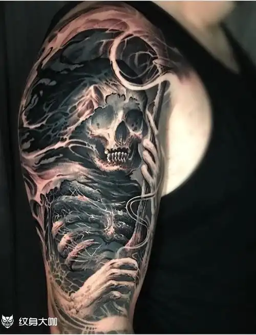 写实 死神镰刀 大臂_纹身图案手稿图片_ikea的纹身作品集