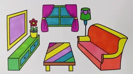 儿童绘画简笔画:客厅里面有什么