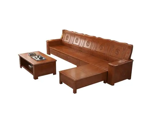 新中式全实木沙发组合客厅贵妃储物香樟木仿古冬夏两用橡木质家具