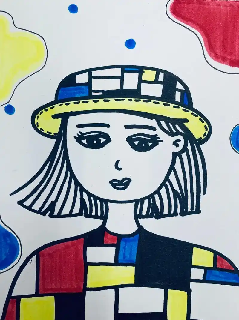 用蒙德里安的绘画元素来表现人物肖像